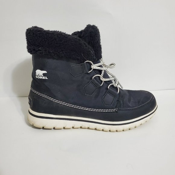 Sorel Carnival Snow boot black waterproof lace up faux fur - Picture 1 of 10